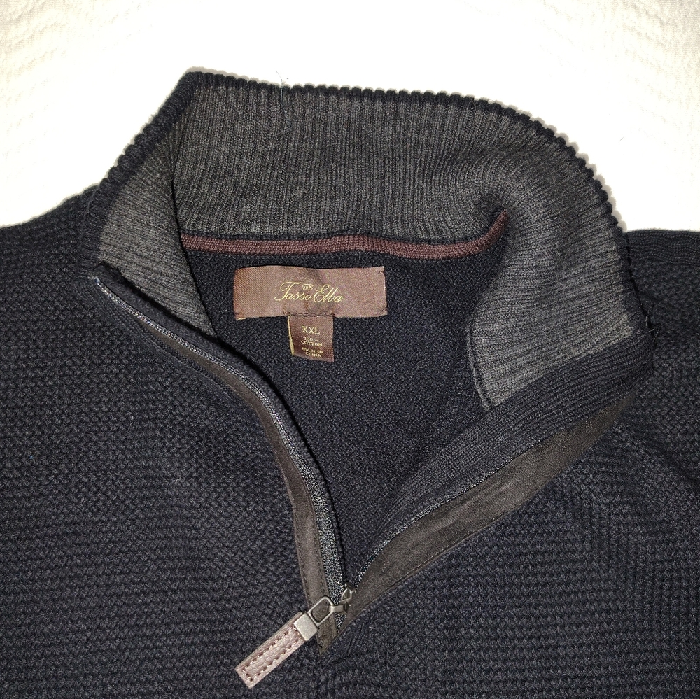Tasso Elba Black Quarter-Zip Sweater, Size XXL, men, good condition.